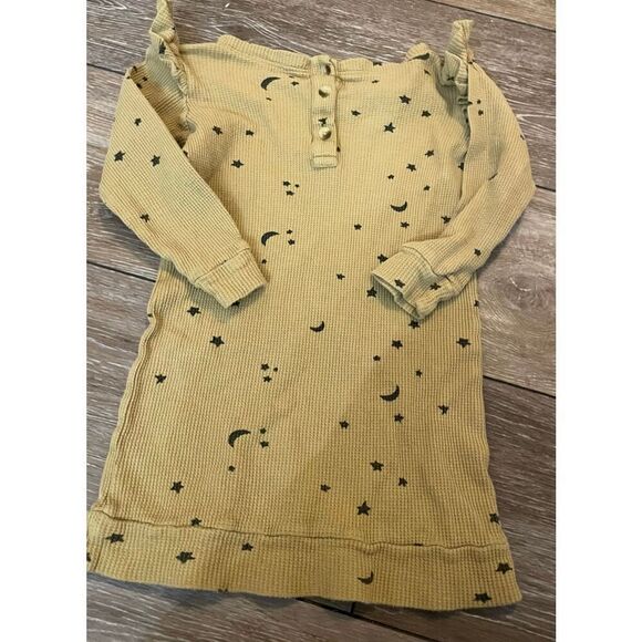 KATE QUINN LONG SLEEVE HENLEY DRESS GOLDEN STARS MOON ORGANIC COTTON THERMAL - Picture 3 of 3